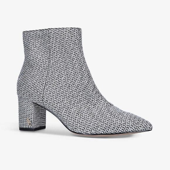 Kurt Geiger Burlington Houndstooth-Print Woven Ankle Boots 38.5 7.5 - Picture 1 of 16